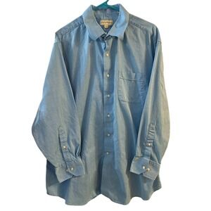 Tommy Bahama Men's Light Blue Herringbone Button Down Shirt Size 17.5 32-33